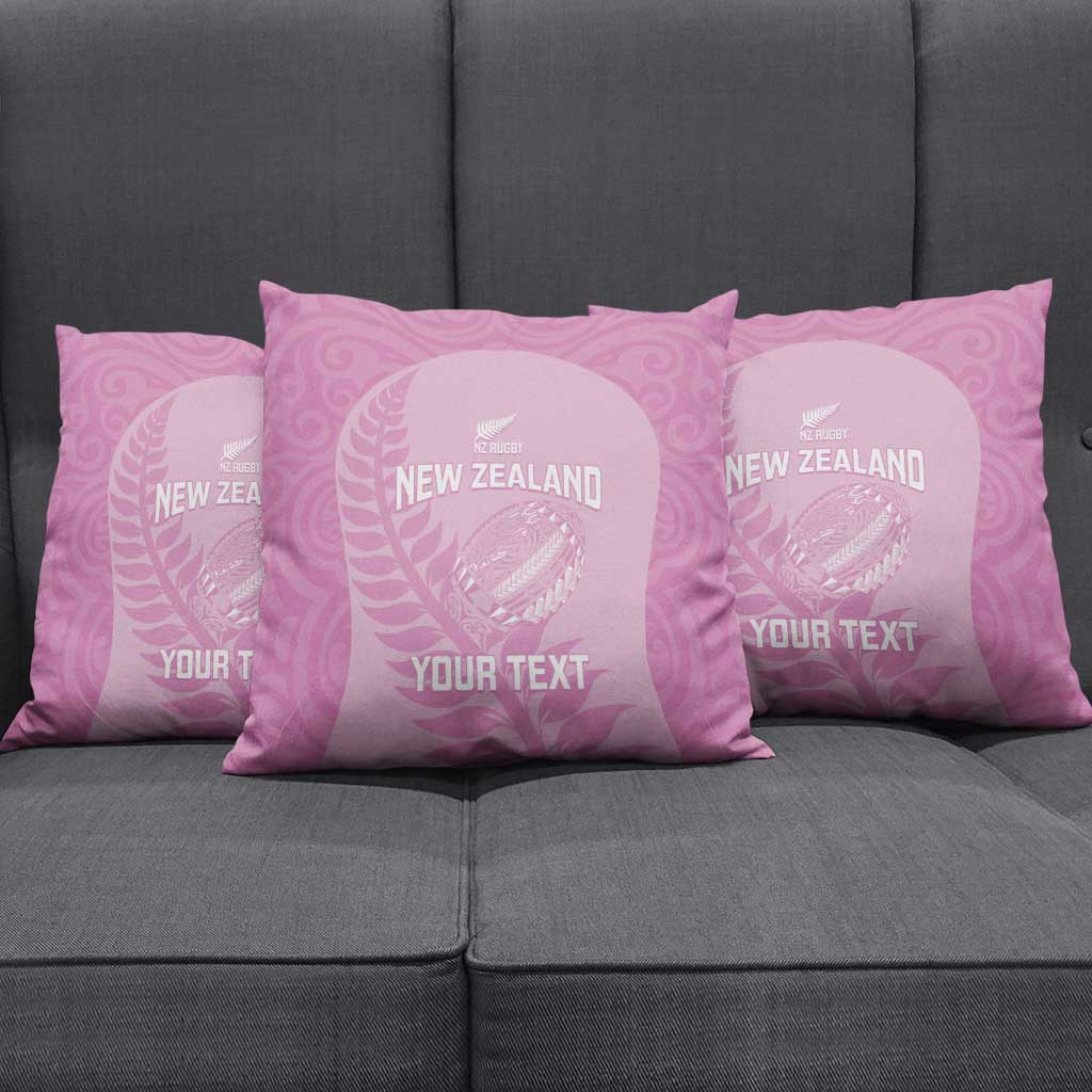 Custom New Zealand Silver Fern Rugby 2025 Pillow Cover All Black Aotearoa Maori Pink - Aussie Hoodie