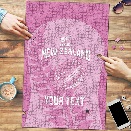 Custom New Zealand Silver Fern Rugby 2025 Puzzle All Black Aotearoa Maori Pink - Aussie Hoodie