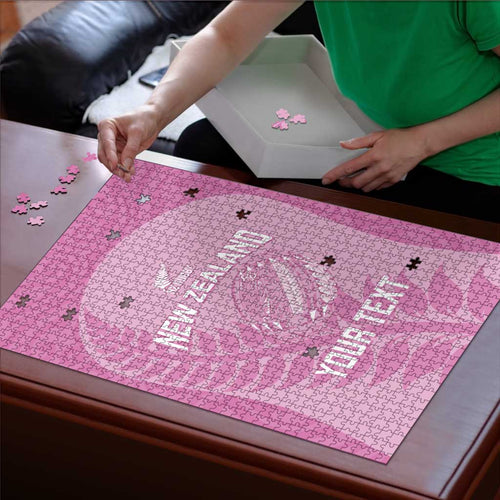 Custom New Zealand Silver Fern Rugby 2025 Puzzle All Black Aotearoa Maori Pink - Aussie Hoodie