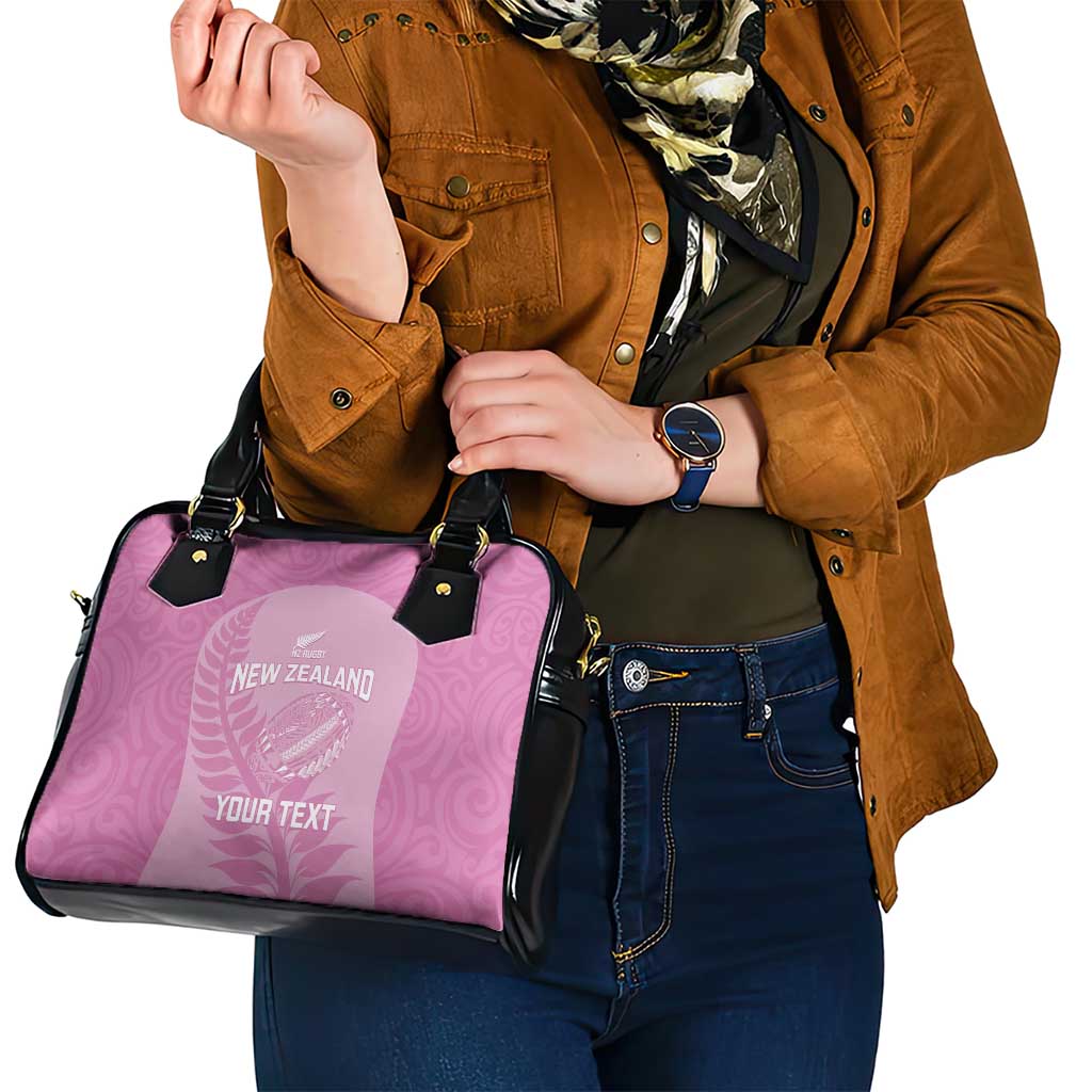 Custom New Zealand Silver Fern Rugby 2025 Shoulder Handbag All Black Aotearoa Maori Pink