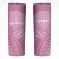 Custom New Zealand Silver Fern Rugby 2025 Skinny Tumbler All Black Aotearoa Maori Pink