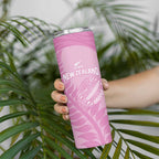 Custom New Zealand Silver Fern Rugby 2025 Skinny Tumbler All Black Aotearoa Maori Pink