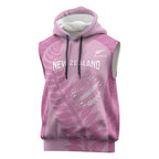 Custom New Zealand Silver Fern Rugby 2025 Sleeveless Hoodie All Black Aotearoa Maori Pink - Aussie Hoodie