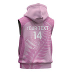 Custom New Zealand Silver Fern Rugby 2025 Sleeveless Hoodie All Black Aotearoa Maori Pink - Aussie Hoodie
