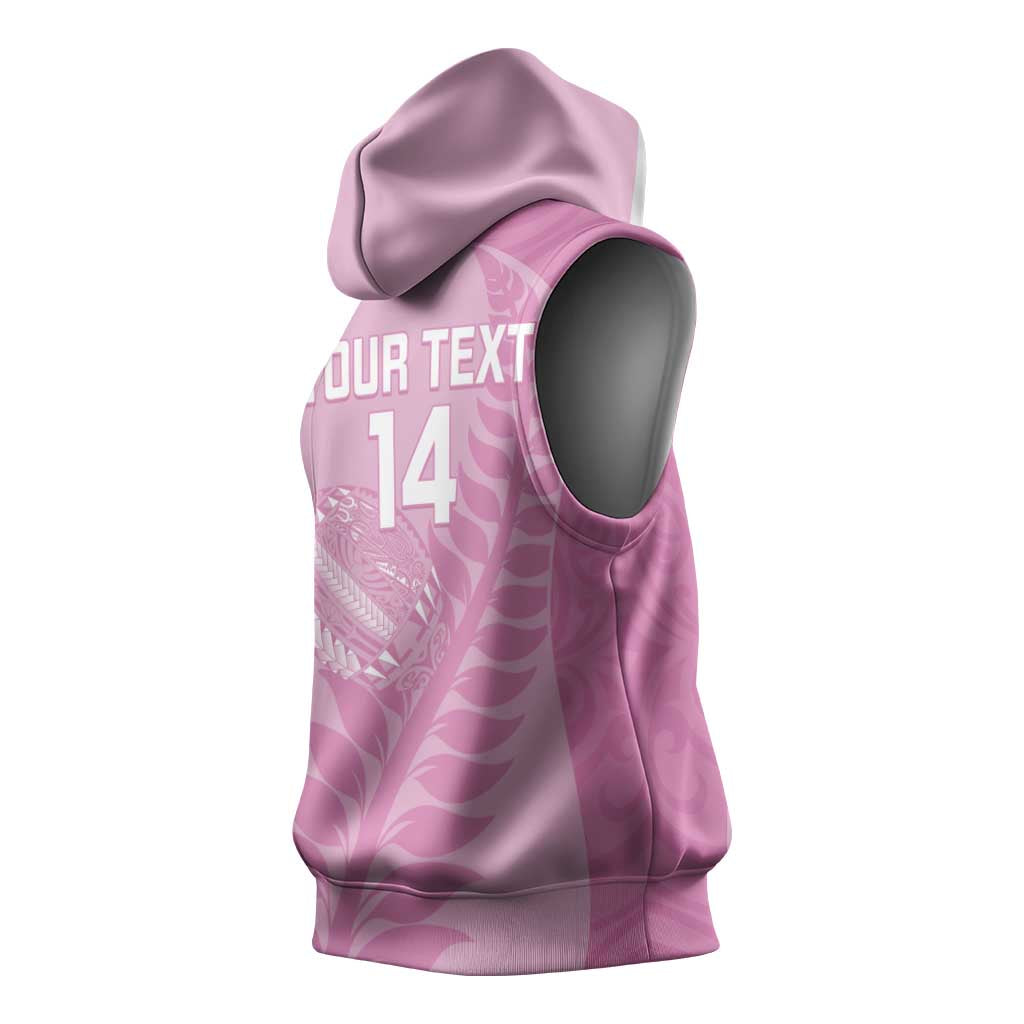 Custom New Zealand Silver Fern Rugby 2025 Sleeveless Hoodie All Black Aotearoa Maori Pink - Aussie Hoodie