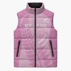 Custom New Zealand Silver Fern Rugby 2025 Sleeveless Puffer Jacket All Black Aotearoa Maori Pink - Aussie Hoodie
