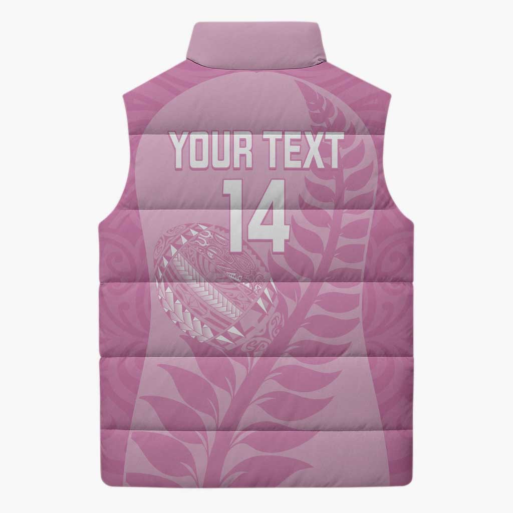 Custom New Zealand Silver Fern Rugby 2025 Sleeveless Puffer Jacket All Black Aotearoa Maori Pink - Aussie Hoodie