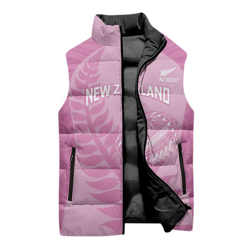 Custom New Zealand Silver Fern Rugby 2025 Sleeveless Puffer Jacket All Black Aotearoa Maori Pink - Aussie Hoodie