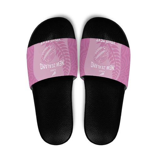 Custom New Zealand Silver Fern Rugby 2025 Slide Sandals All Black Aotearoa Maori Pink - Aussie Hoodie