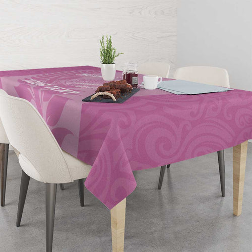 Custom New Zealand Silver Fern Rugby 2025 Tablecloth All Black Aotearoa Maori Pink