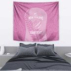 Custom New Zealand Silver Fern Rugby 2025 Tapestry All Black Aotearoa Maori Pink
