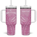 Custom New Zealand Silver Fern Rugby 2025 Tumbler With Handle All Black Aotearoa Maori Pink