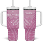 Custom New Zealand Silver Fern Rugby 2025 Tumbler With Handle All Black Aotearoa Maori Pink