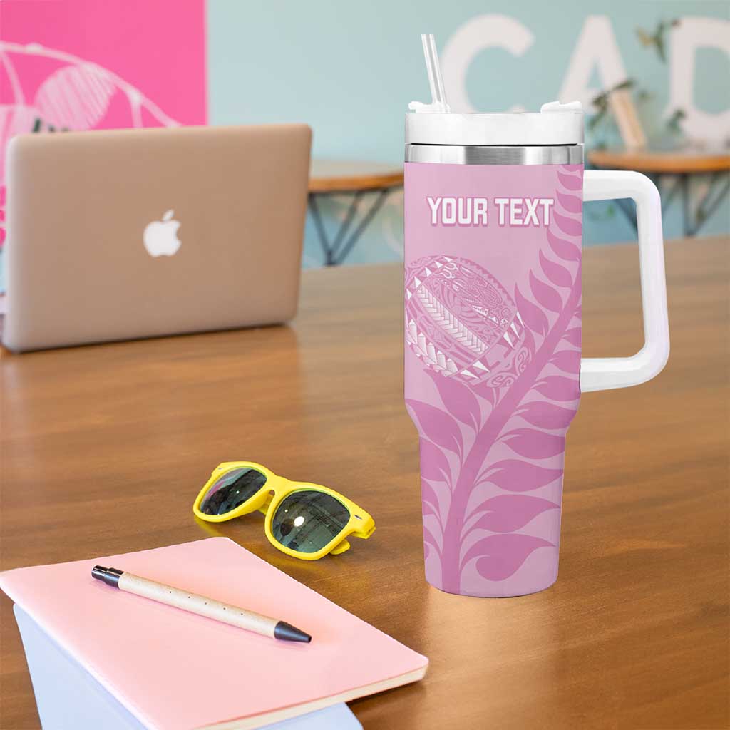 Custom New Zealand Silver Fern Rugby 2025 Tumbler With Handle All Black Aotearoa Maori Pink