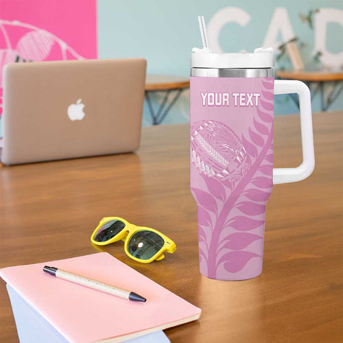Custom New Zealand Silver Fern Rugby 2025 Tumbler With Handle All Black Aotearoa Maori Pink