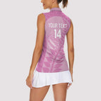 Custom New Zealand Silver Fern Rugby 2025 Women Sleeveless Polo Shirt All Black Aotearoa Maori Pink