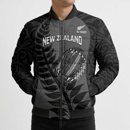 Custom New Zealand Silver Fern Rugby 2025 Bomber Puffer Jacket Go Champions Aotearoa Maori Black - Aussie Hoodie