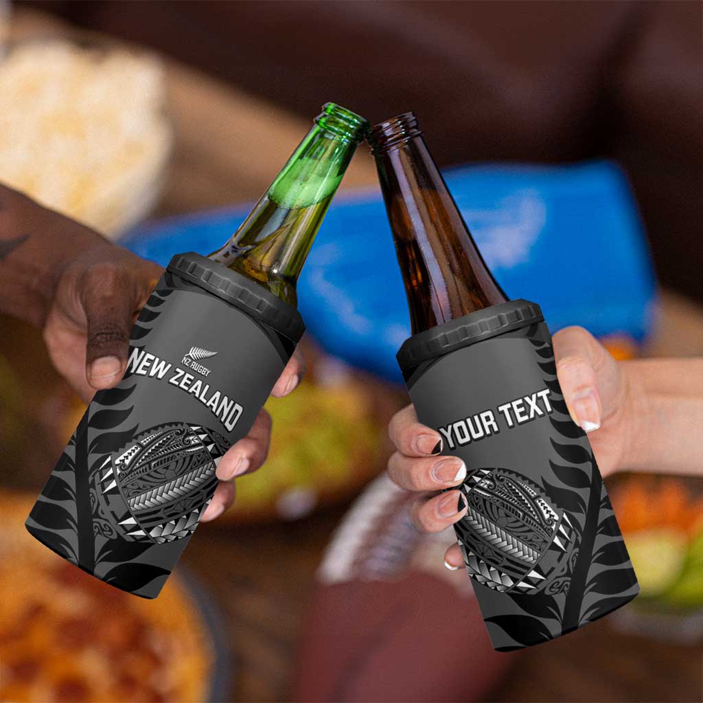 Custom New Zealand Silver Fern Rugby 2025 4 in 1 Can Cooler Tumbler Go Champions Aotearoa Maori Black