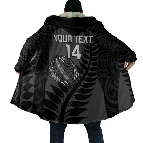 Custom New Zealand Silver Fern Rugby 2025 Cloak Go Champions Aotearoa Maori Black - Aussie Hoodie