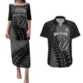 Custom New Zealand Silver Fern Rugby 2025 Couples Matching Puletasi and Hawaiian Shirt Go Champions Aotearoa Maori Black