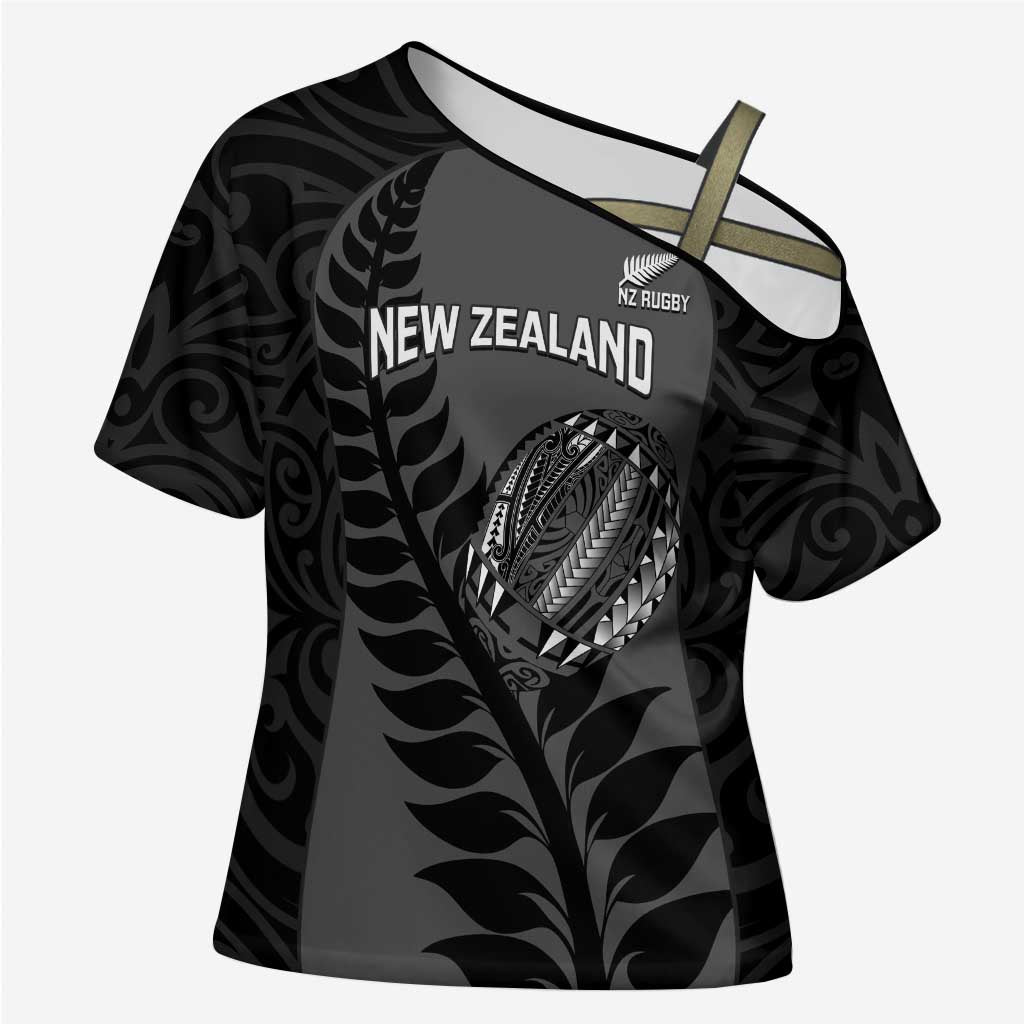 Custom New Zealand Silver Fern Rugby 2025 Cross Shoulder Shirt Go Champions Aotearoa Maori Black - Aussie Hoodie