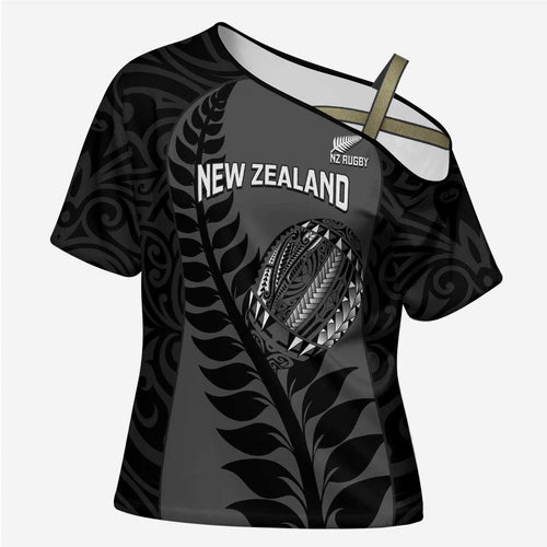 Custom New Zealand Silver Fern Rugby 2025 Cross Shoulder Shirt Go Champions Aotearoa Maori Black - Aussie Hoodie