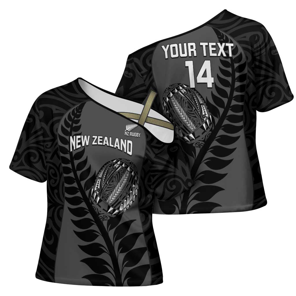 Custom New Zealand Silver Fern Rugby 2025 Cross Shoulder Shirt Go Champions Aotearoa Maori Black - Aussie Hoodie