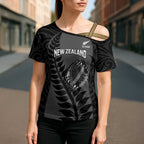 Custom New Zealand Silver Fern Rugby 2025 Cross Shoulder Shirt Go Champions Aotearoa Maori Black - Aussie Hoodie