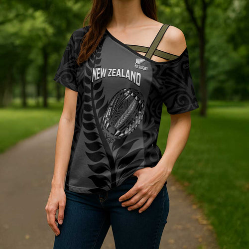 Custom New Zealand Silver Fern Rugby 2025 Cross Shoulder Shirt Go Champions Aotearoa Maori Black - Aussie Hoodie