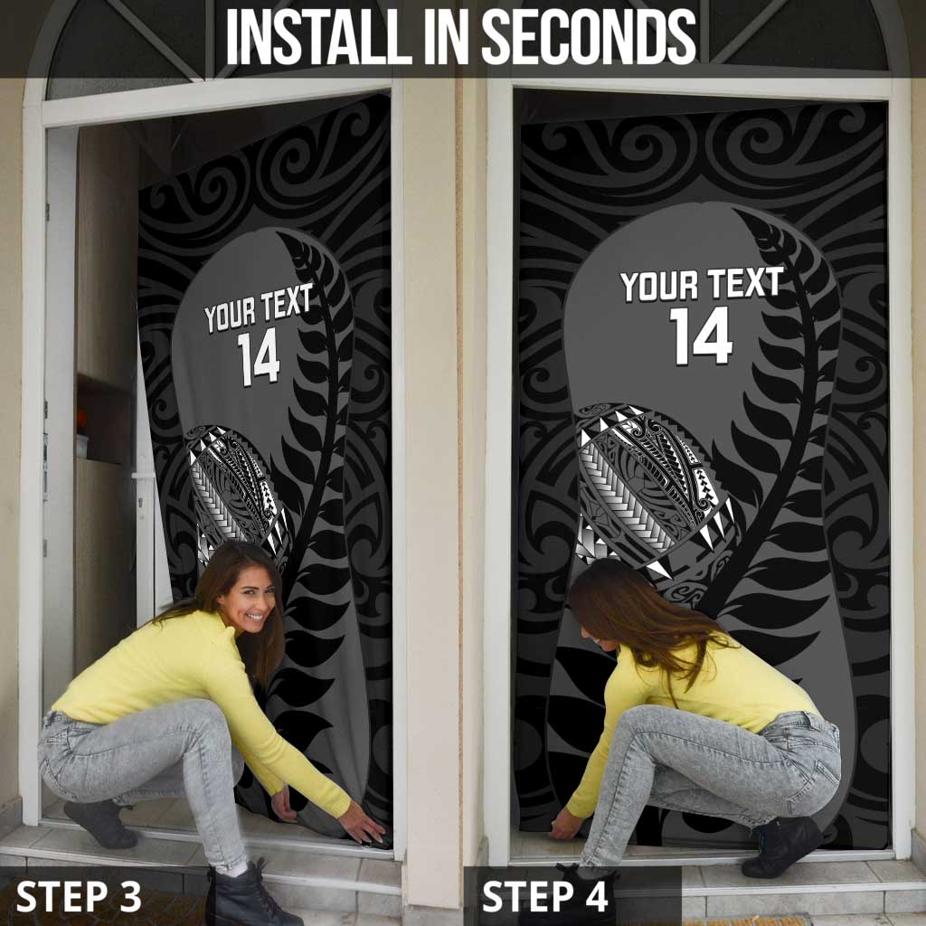 Custom New Zealand Silver Fern Rugby 2025 Door Cover Go Champions Aotearoa Maori Black - Aussie Hoodie