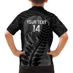 Custom New Zealand Silver Fern Rugby 2025 Family Matching Short Sleeve Bodycon Dress and Hawaiian Shirt Go Champions Aotearoa Maori Black