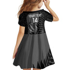 Custom New Zealand Silver Fern Rugby 2025 Family Matching Short Sleeve Bodycon Dress and Hawaiian Shirt Go Champions Aotearoa Maori Black