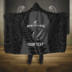 Custom New Zealand Silver Fern Rugby 2025 Hooded Blanket Go Champions Aotearoa Maori Black