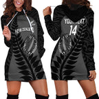 Custom New Zealand Silver Fern Rugby 2025 Hoodie Dress Go Champions Aotearoa Maori Black