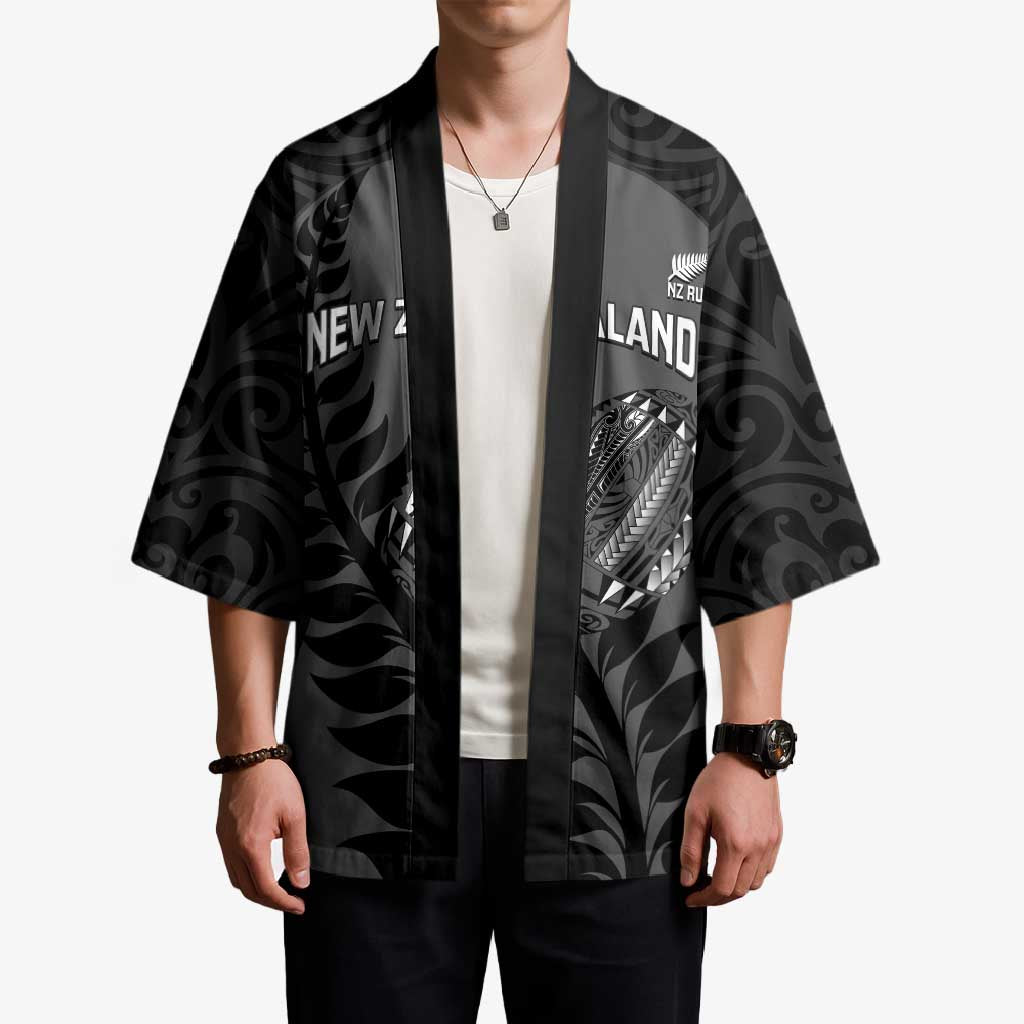 Custom New Zealand Silver Fern Rugby 2025 Kimono Go Champions Aotearoa Maori Black - Aussie Hoodie