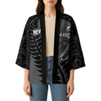 Custom New Zealand Silver Fern Rugby 2025 Kimono Go Champions Aotearoa Maori Black - Aussie Hoodie