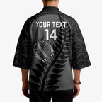 Custom New Zealand Silver Fern Rugby 2025 Kimono Go Champions Aotearoa Maori Black - Aussie Hoodie