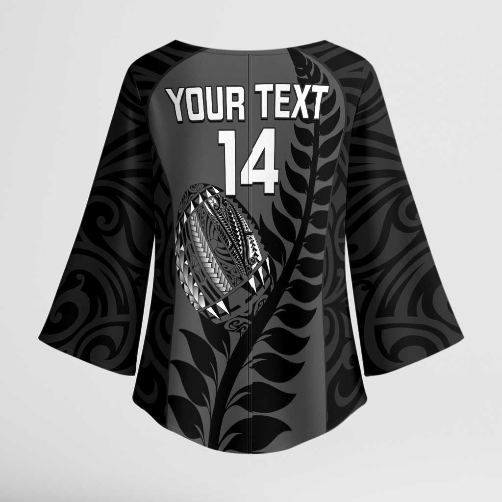 Custom New Zealand Silver Fern Rugby 2025 Kimono Sleeve Blouse Go Champions Aotearoa Maori Black - Aussie Hoodie