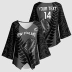 Custom New Zealand Silver Fern Rugby 2025 Kimono Sleeve Blouse Go Champions Aotearoa Maori Black - Aussie Hoodie