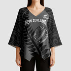 Custom New Zealand Silver Fern Rugby 2025 Kimono Sleeve Blouse Go Champions Aotearoa Maori Black - Aussie Hoodie