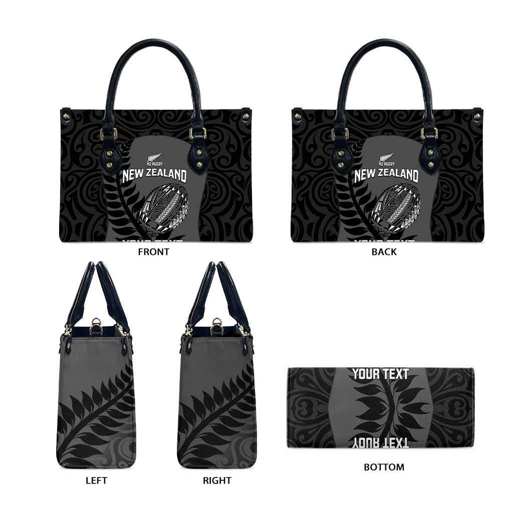 Custom New Zealand Silver Fern Rugby 2025 Leather Bag Go Champions Aotearoa Maori Black - Aussie Hoodie