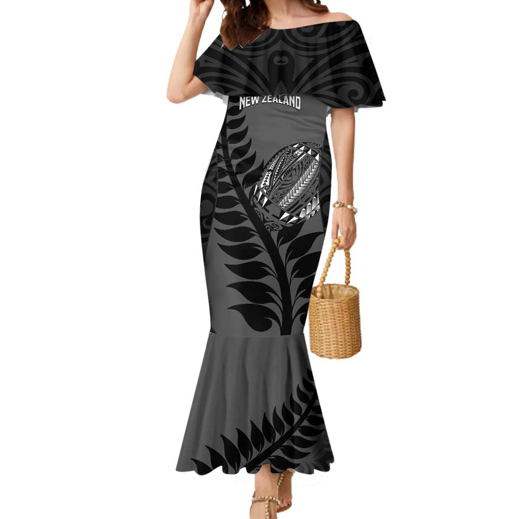 Custom New Zealand Silver Fern Rugby 2025 Mermaid Dress Go Champions Aotearoa Maori Black