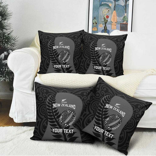 Custom New Zealand Silver Fern Rugby 2025 Pillow Cover Go Champions Aotearoa Maori Black - Aussie Hoodie