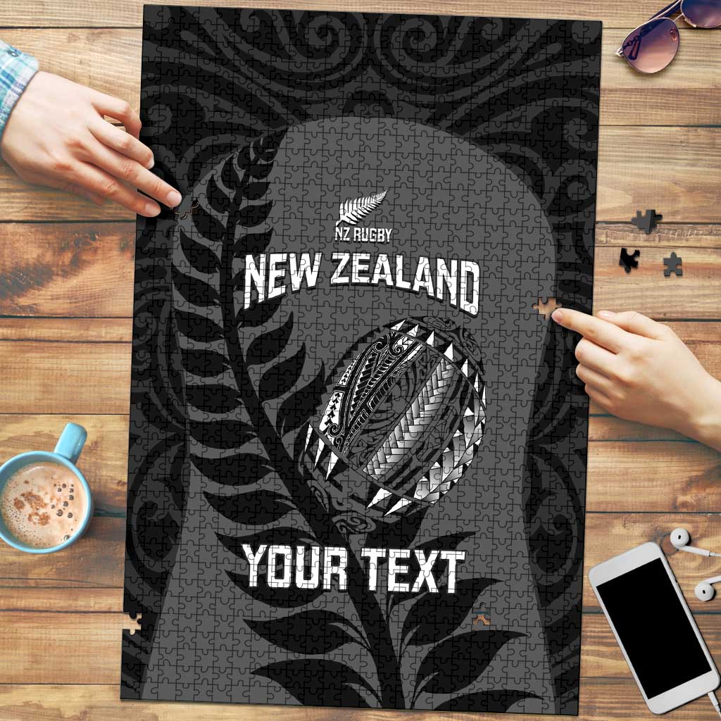Custom New Zealand Silver Fern Rugby 2025 Puzzle Go Champions Aotearoa Maori Black - Aussie Hoodie