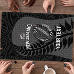 Custom New Zealand Silver Fern Rugby 2025 Puzzle Go Champions Aotearoa Maori Black - Aussie Hoodie