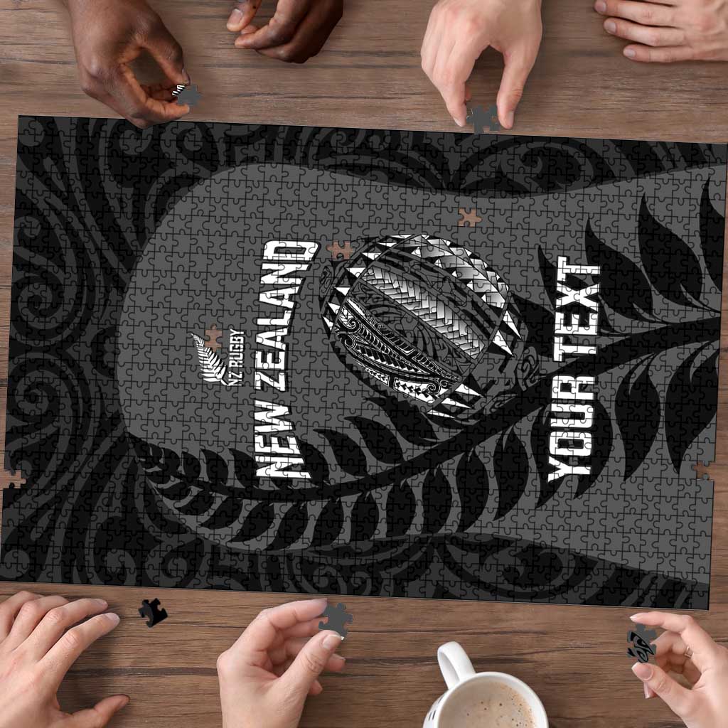Custom New Zealand Silver Fern Rugby 2025 Puzzle Go Champions Aotearoa Maori Black - Aussie Hoodie