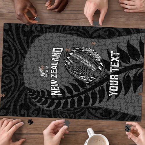 Custom New Zealand Silver Fern Rugby 2025 Puzzle Go Champions Aotearoa Maori Black - Aussie Hoodie