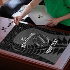 Custom New Zealand Silver Fern Rugby 2025 Puzzle Go Champions Aotearoa Maori Black - Aussie Hoodie