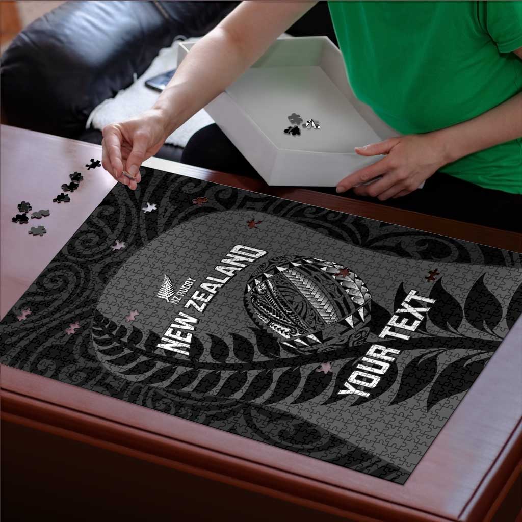 Custom New Zealand Silver Fern Rugby 2025 Puzzle Go Champions Aotearoa Maori Black - Aussie Hoodie