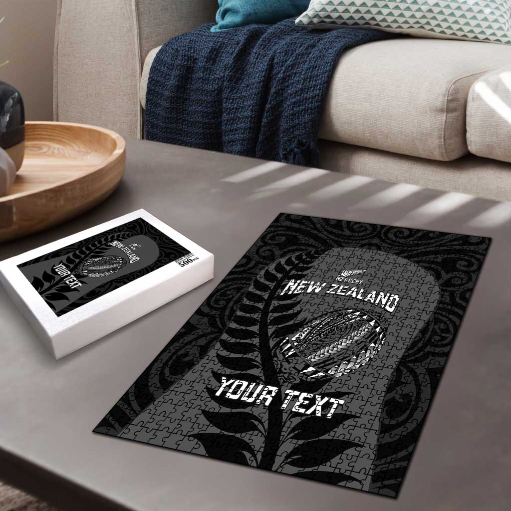Custom New Zealand Silver Fern Rugby 2025 Puzzle Go Champions Aotearoa Maori Black - Aussie Hoodie